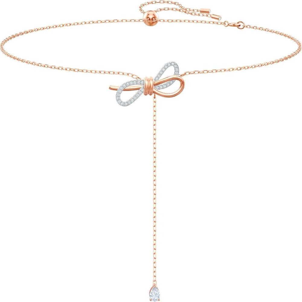 Swarovski Crystal Bow Necklace And Bracelet Jewelry Set Silver Gold